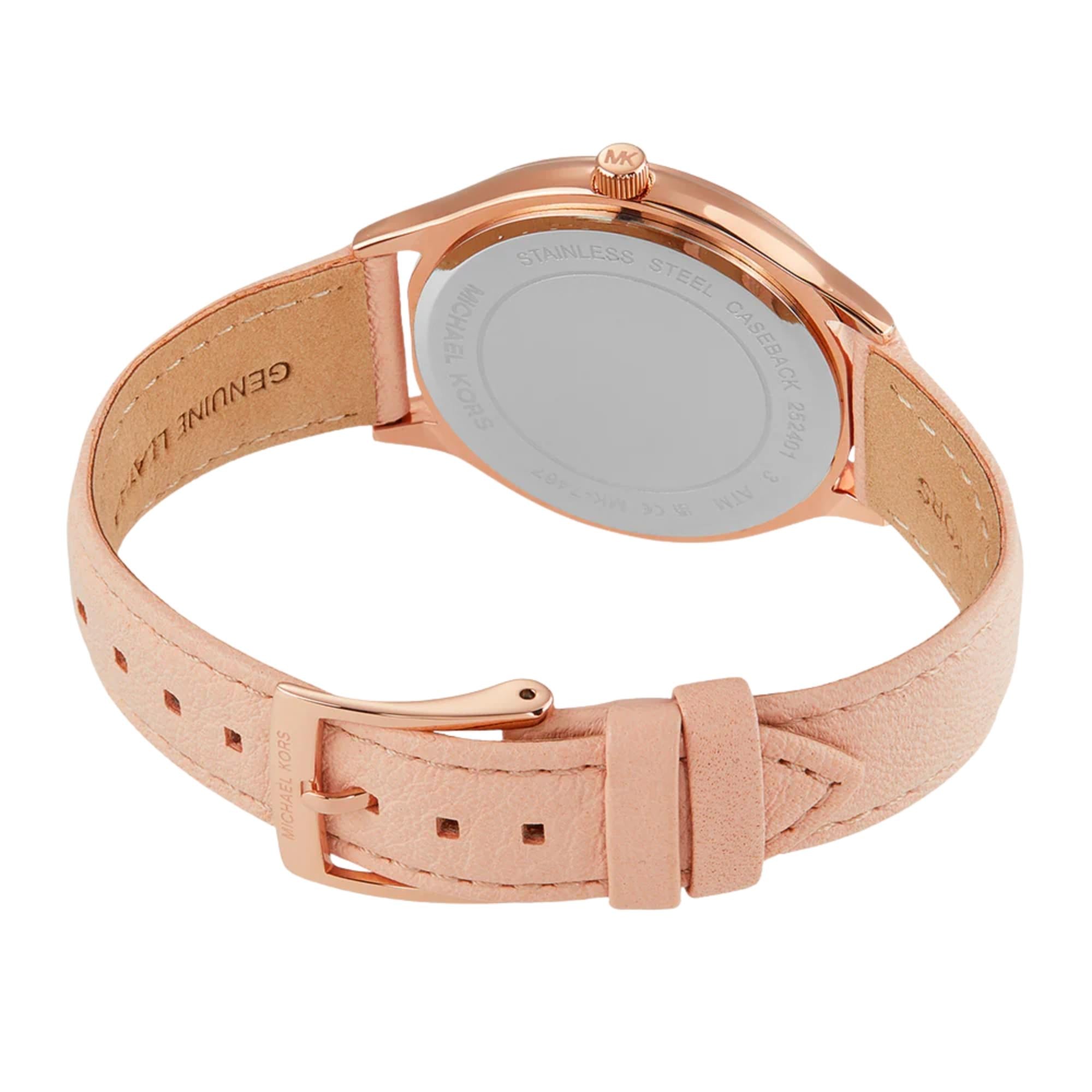 Michael Kors Slim Runway 38mm White Dial Leather Ladies Quartz Watch MK7545