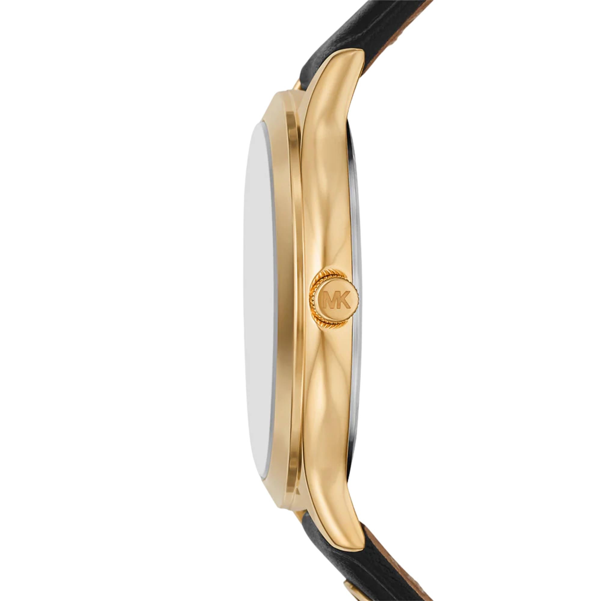 Michael Kors Slim Runway 38mm Black Dial Leather Ladies Quartz Watch MK7553