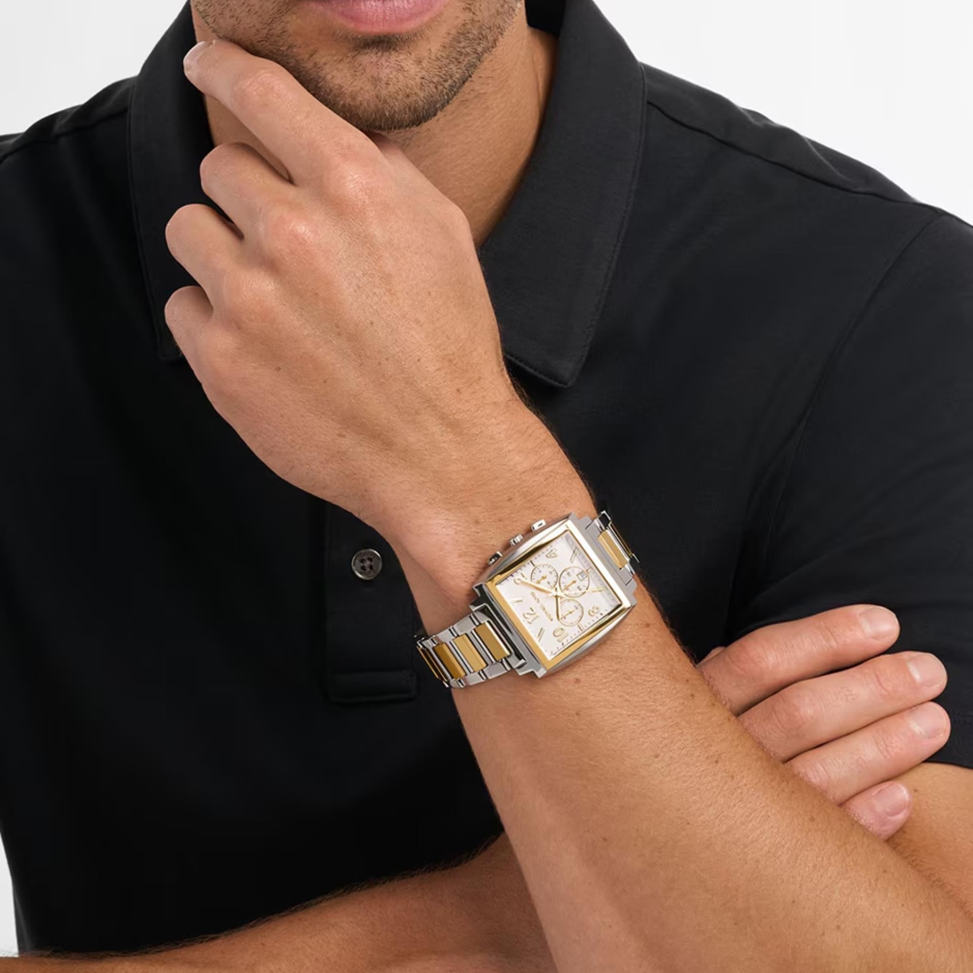 Michael Kors Rhys 40mm Chronograph White Dial Steel Mens Quartz Watch MK9240
