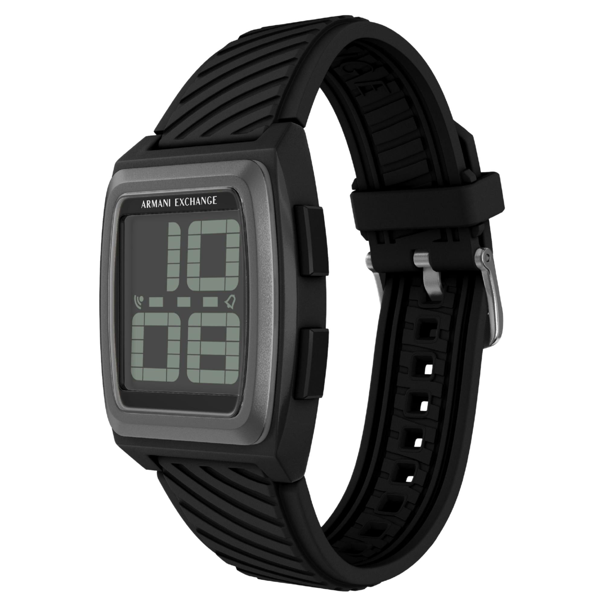 Armani Exchange Kelvin 42mm Digital Silicone Mens Quartz Watch AX2971