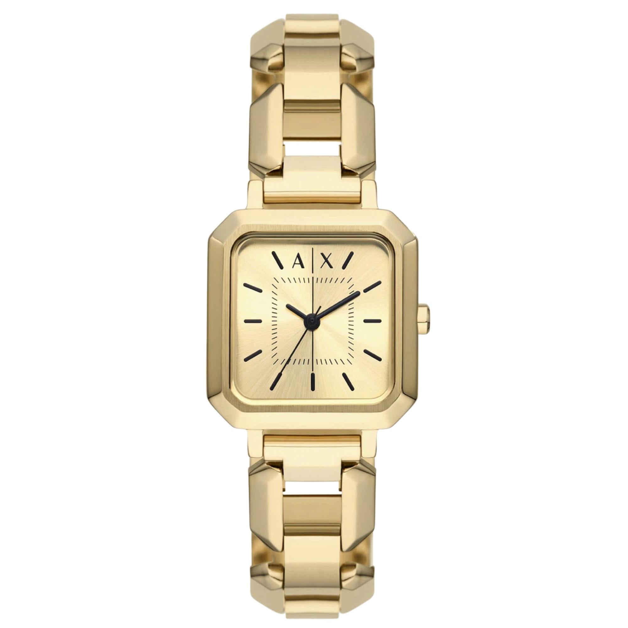 Armani Exchange Leila 26mm Gold Dial Steel Ladies Quartz Watch AX5721
