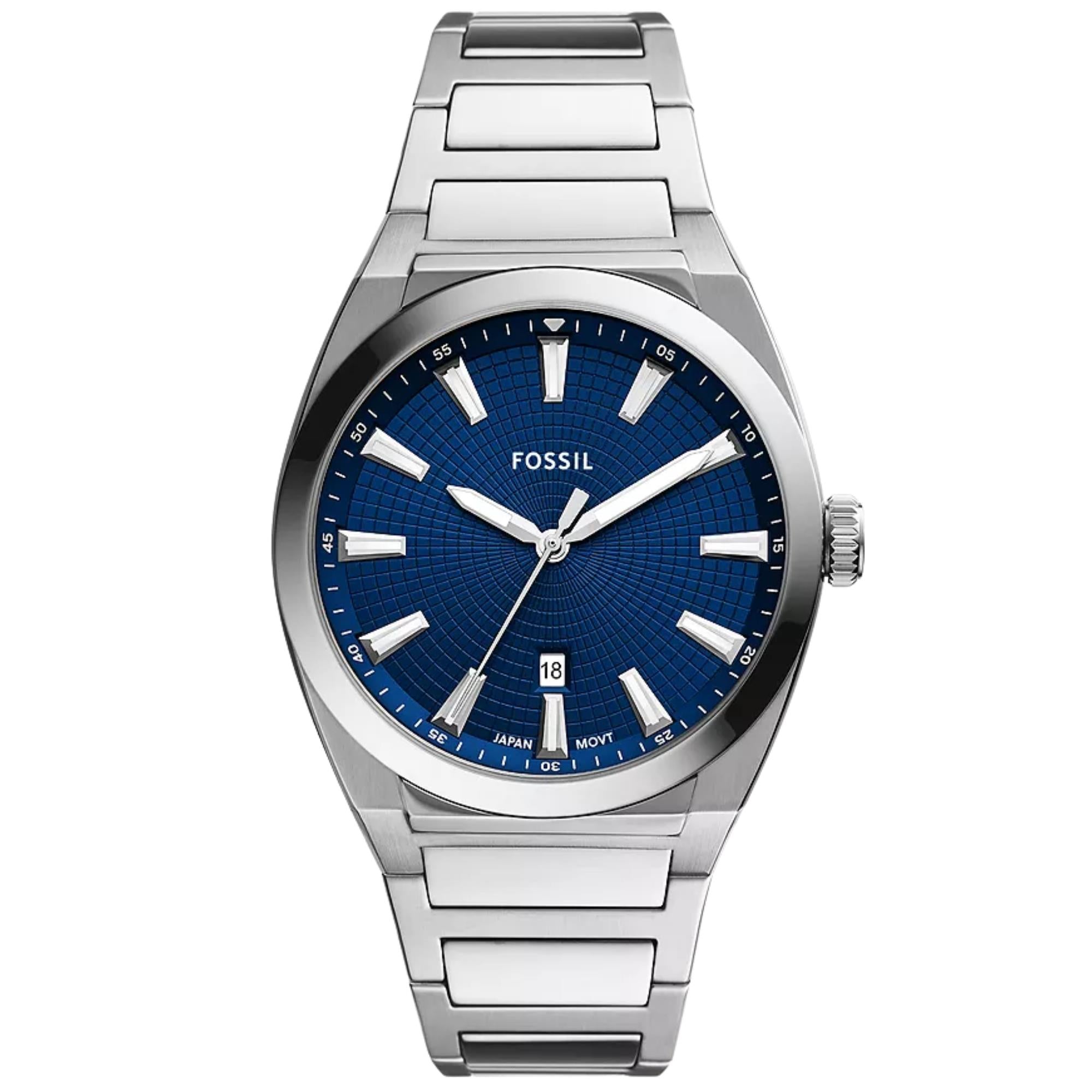 Fossil Everett 42mm Blue Dial Steel Mens Quartz Watch FS5822