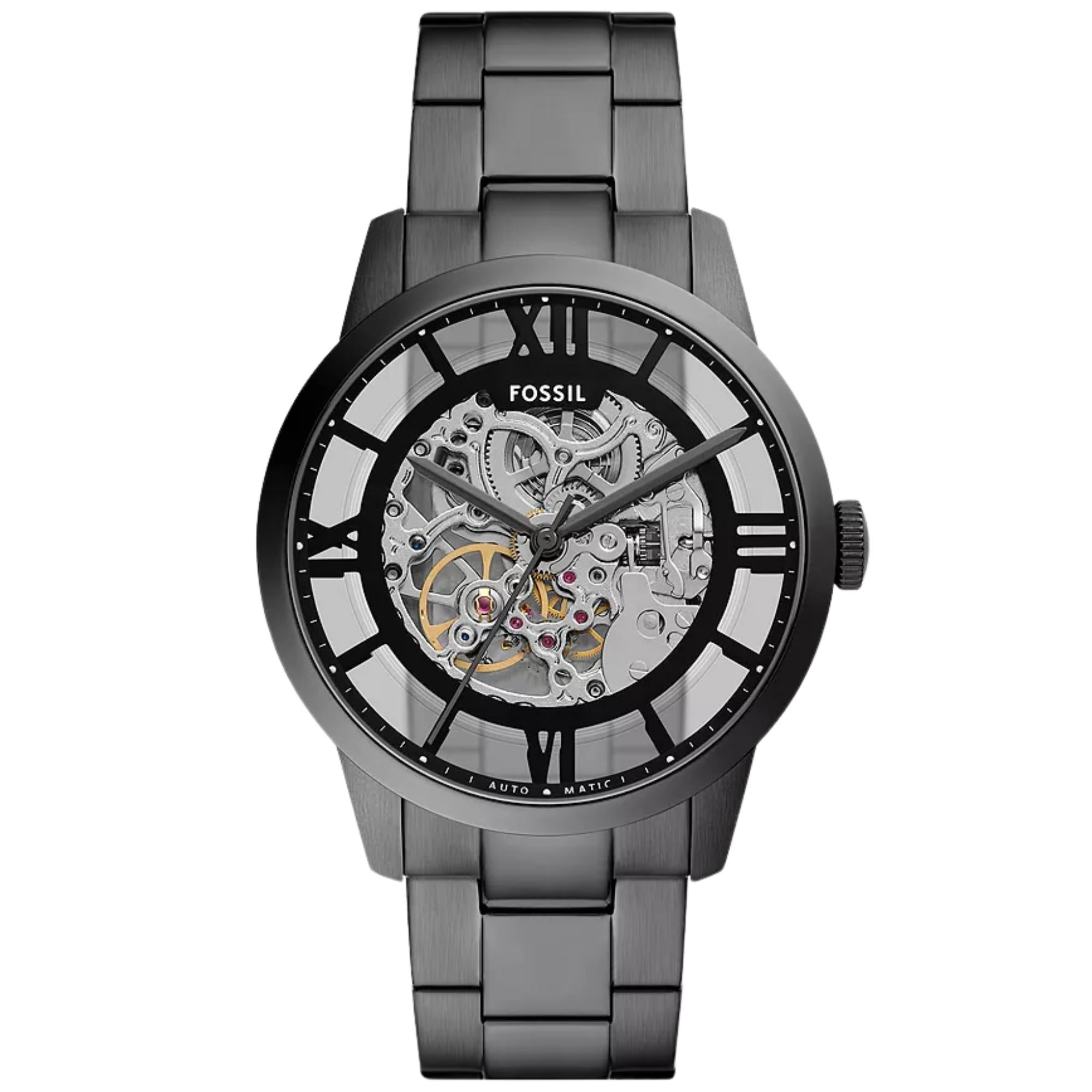 Fossil Townsman 44mm Skeleton Silver Dial Steel Mens Automatic Watch ME3268