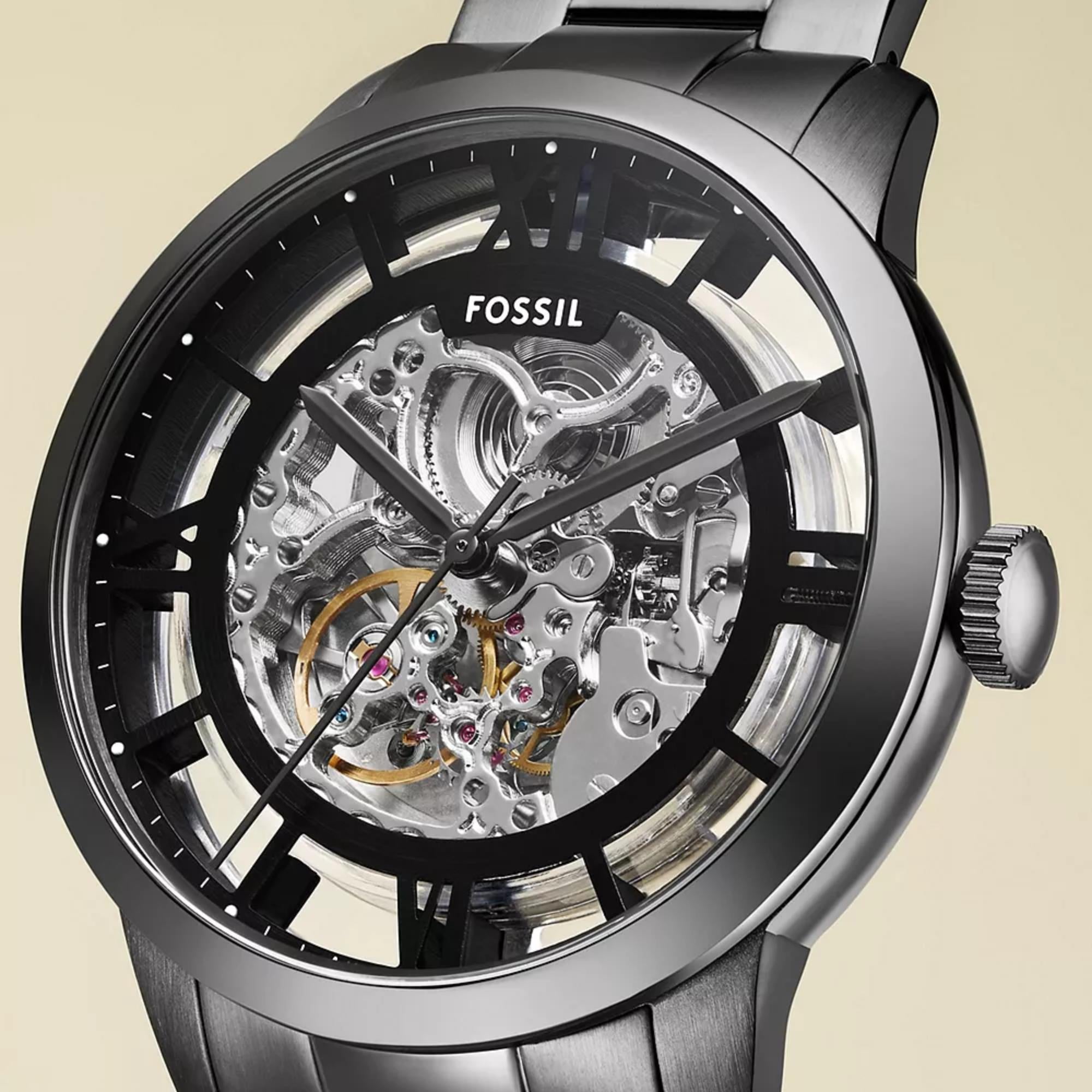 Fossil Townsman 44mm Skeleton Silver Dial Steel Mens Automatic Watch ME3268