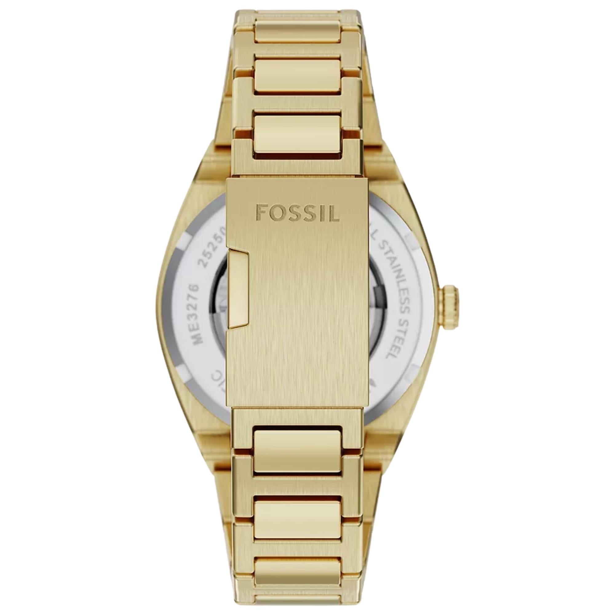 Fossil Everett 42mm Open Heart Green Dial Steel Mens Automatic Watch ME3276
