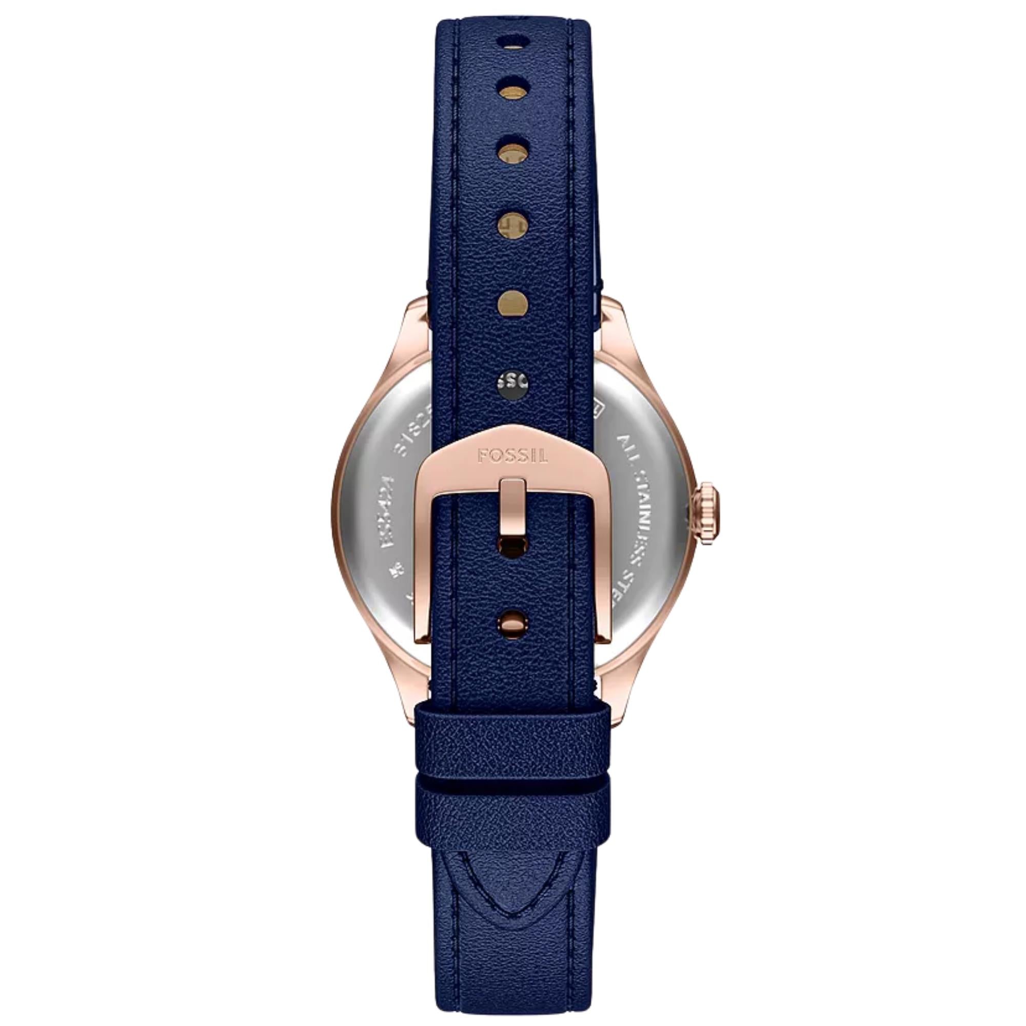 Fossil Gilmore 28mm Blue Dial Leather Ladies Quartz Watch ES5424