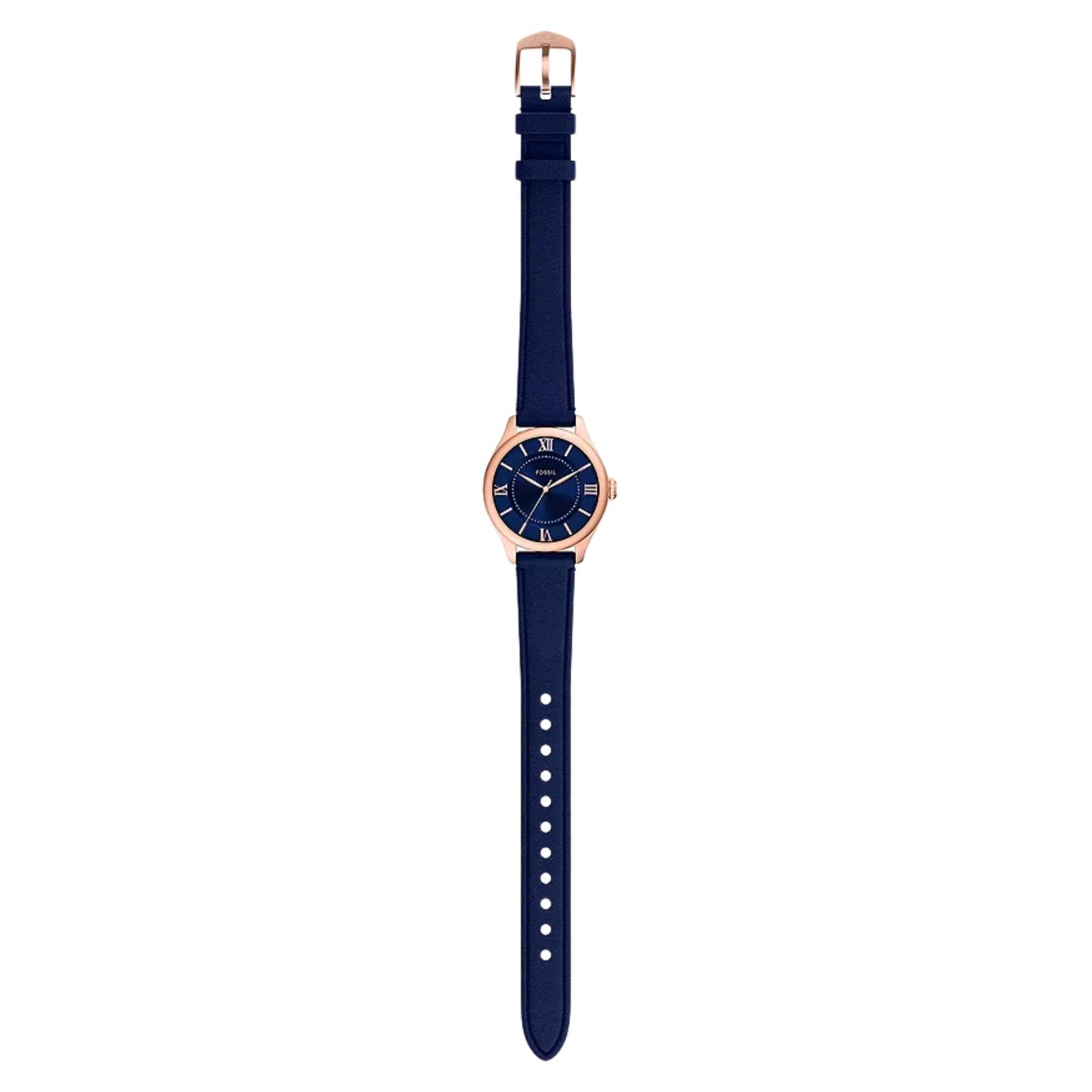 Fossil Gilmore 28mm Blue Dial Leather Ladies Quartz Watch ES5424