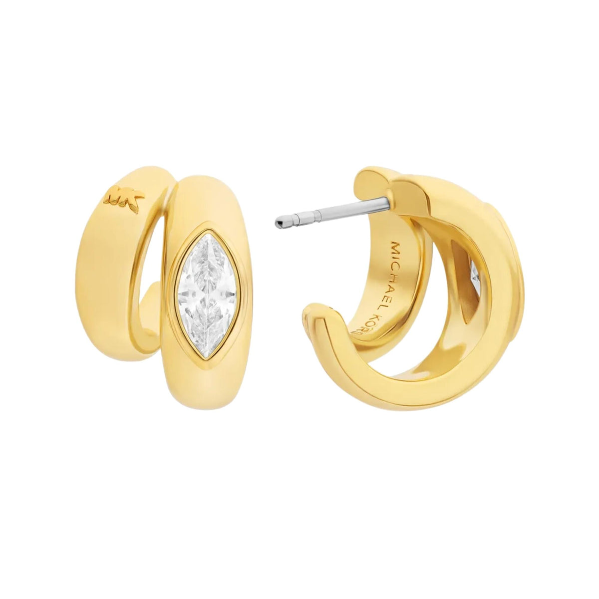 Michael Kors Brilliance Gold Marquise Cubic Zirconia Ladies Double Hoop Earrings MKJ8678710