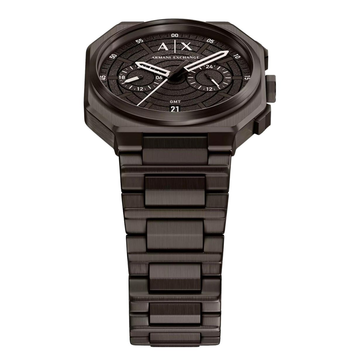Armani Exchange Bass 40mm Dual-Time Black Dial Steel Mens Quartz Watch AX1479