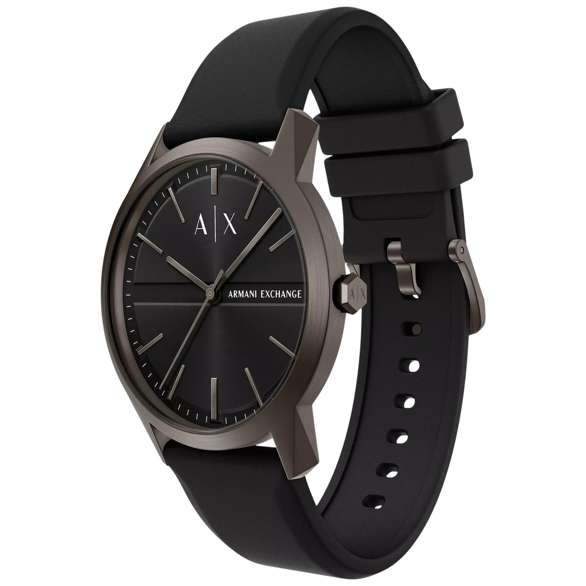 Armani Exchange Lexon 42mm Black Dial Silicone Mens Quartz Watch AX2652