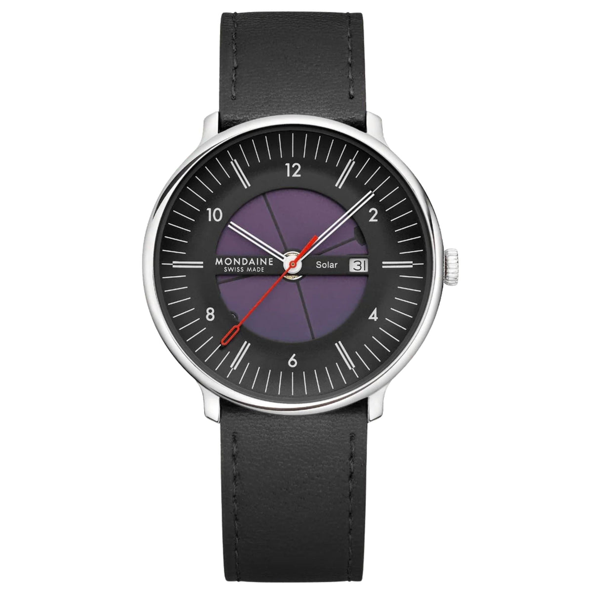 Mondaine Doppio 41mm Skeleton Black Dial Leather Mens Solar Watch MLE.41921.LBV