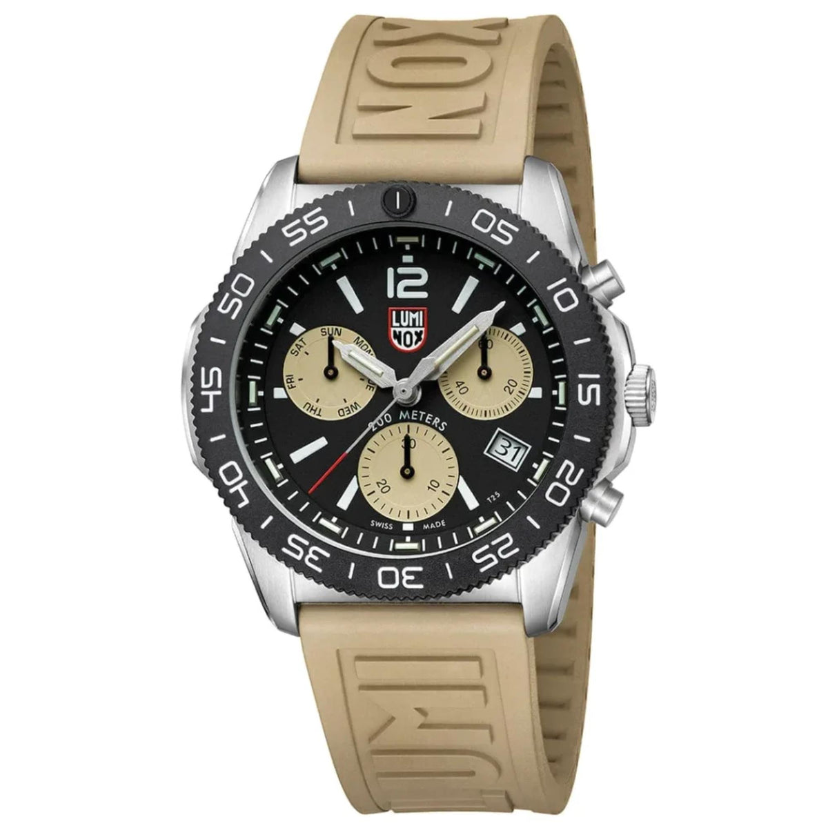 Luminox Pacific Diver 3140 Series 44mm Chronograph Black Dial Rubber Mens Quartz Watch XS.3150