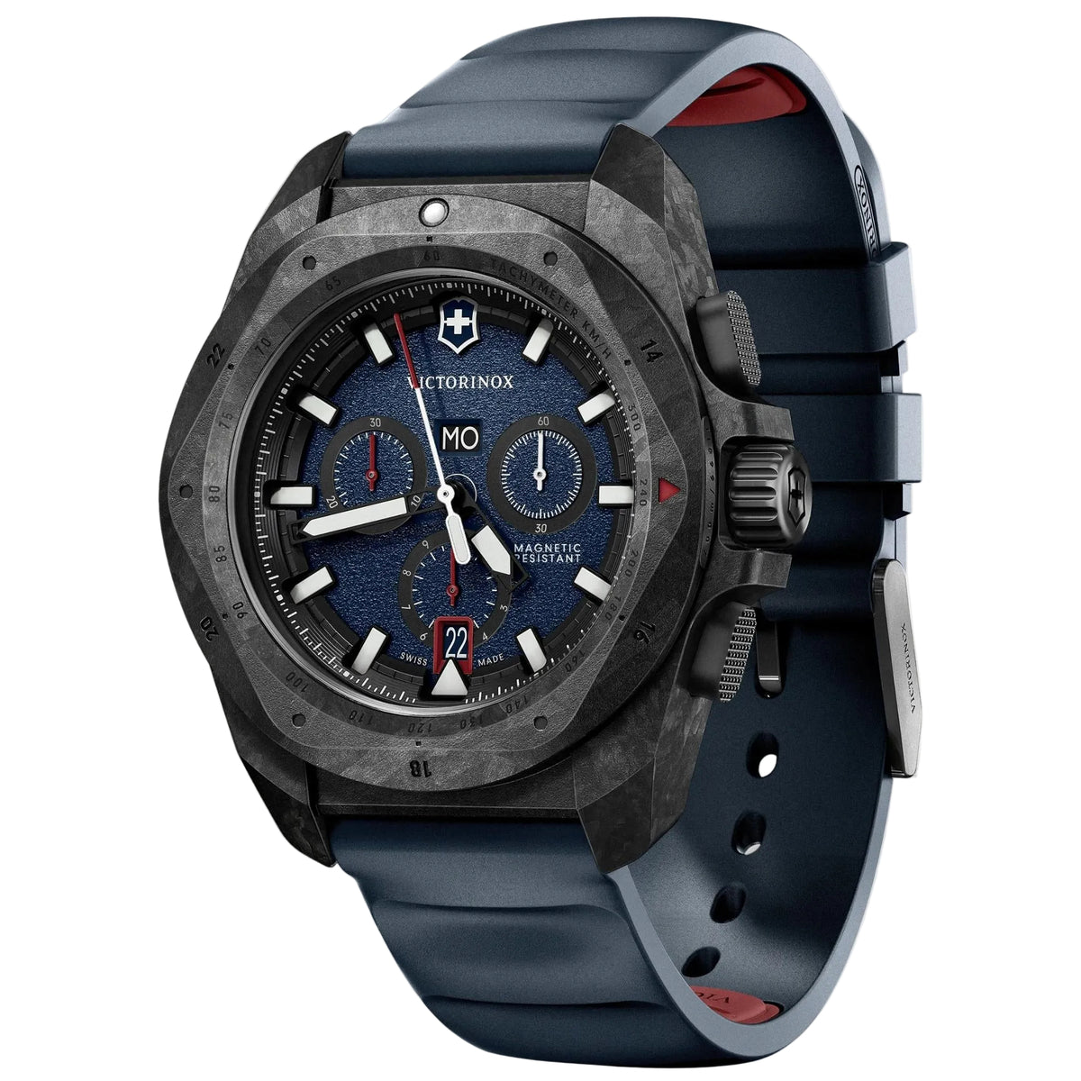 Victorinox I.N.O.X. 43mm Chronograph Blue Dial Rubber Mens Quartz Watch 242082