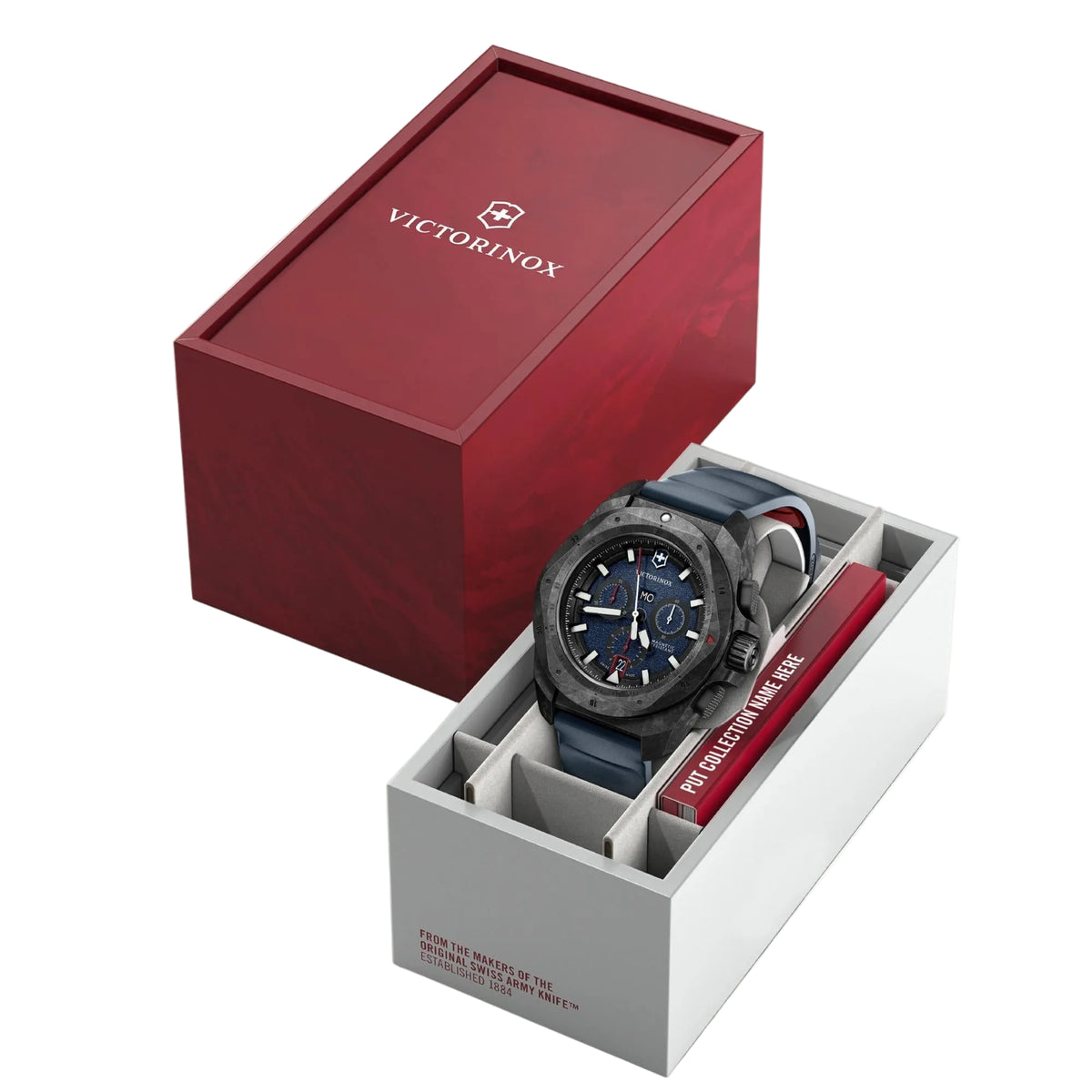 Victorinox I.N.O.X. 43mm Chronograph Blue Dial Rubber Mens Quartz Watch 242082