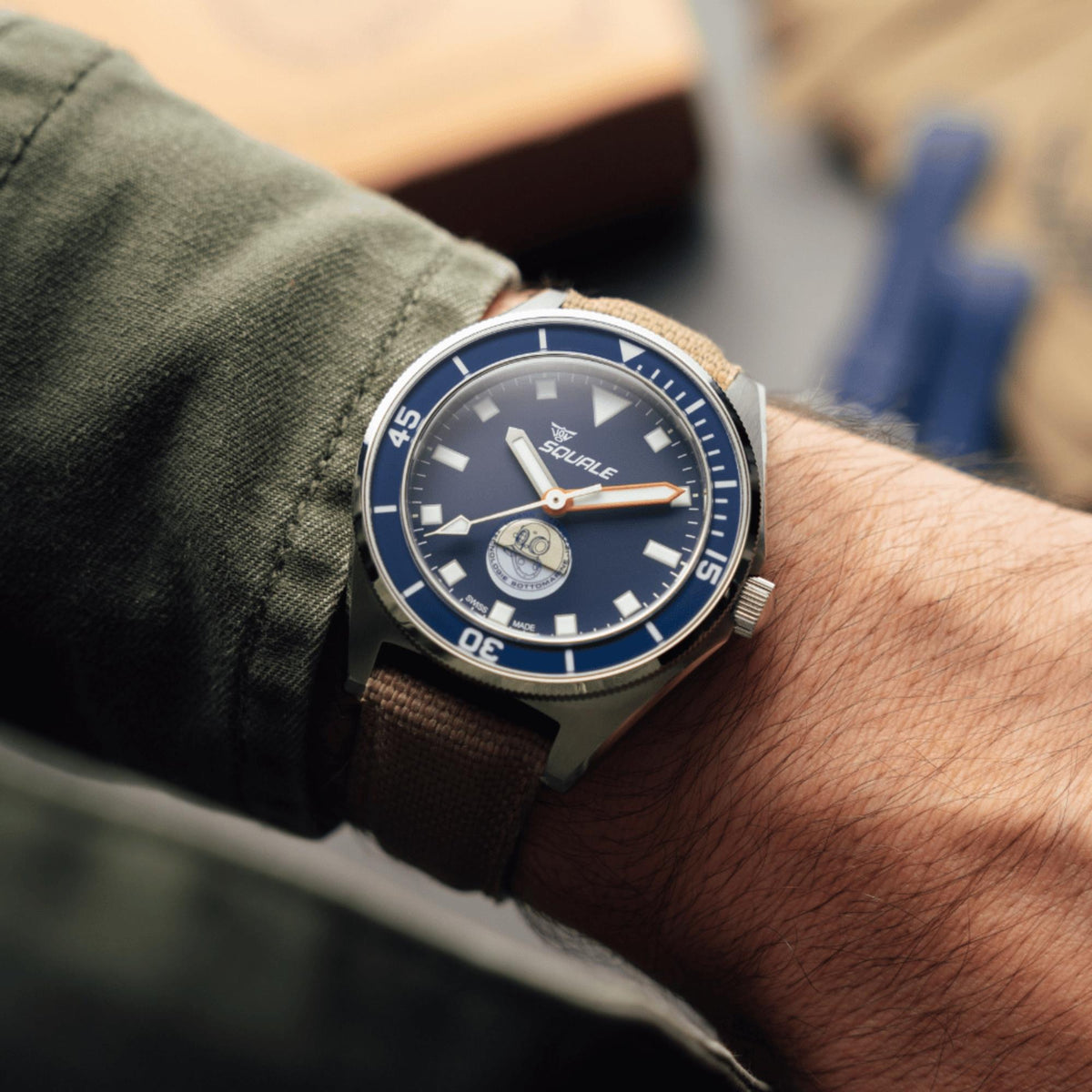 Squale Galeazzi Artiglio 39.5mm Limited Edition Blue Dial Microfiber and Rubber Mens Automatic Watch VONDSSGZBL.MI