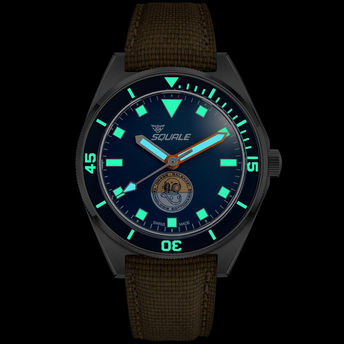 Squale Galeazzi Artiglio 39.5mm Limited Edition Blue Dial Microfiber and Rubber Mens Automatic Watch VONDSSGZBL.MI
