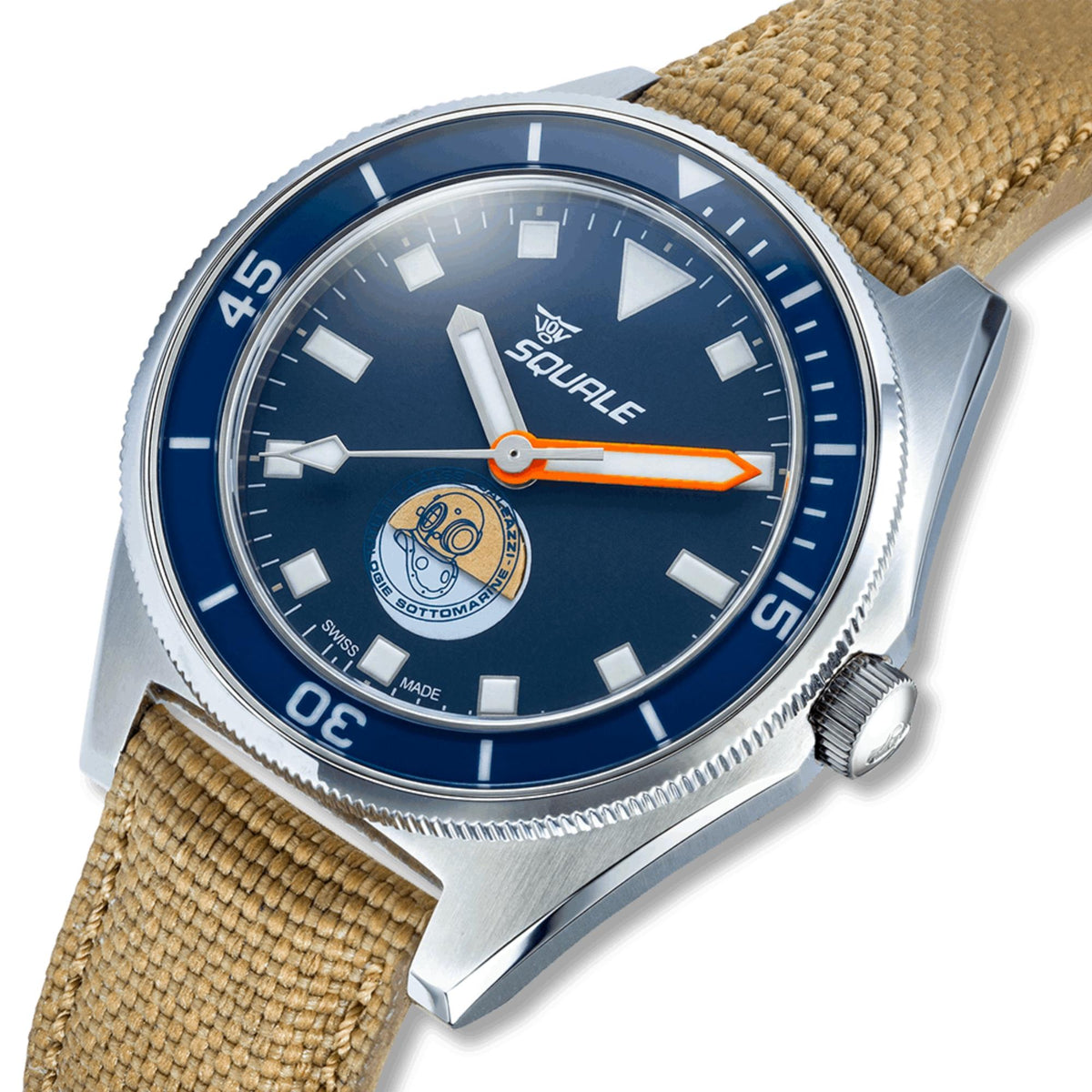 Squale Galeazzi Artiglio 39.5mm Limited Edition Blue Dial Microfiber and Rubber Mens Automatic Watch VONDSSGZBL.MI