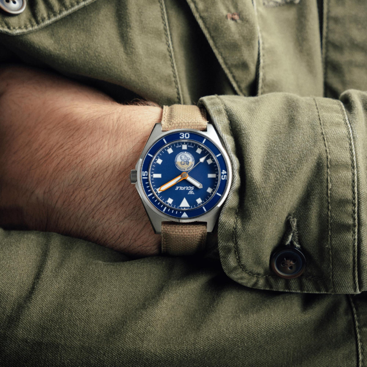 Squale Galeazzi Artiglio 39.5mm Limited Edition Blue Dial Microfiber and Rubber Mens Automatic Watch VONDSSGZBL.MI