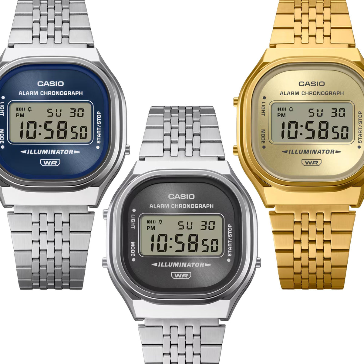 Casio Vintage 37mm Digital Steel Quartz Watch A140WEG-9AEF