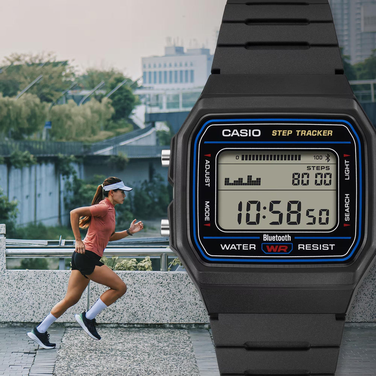 Casio Timeless 38mm Digital Resin Quartz Watch F-B100W-3AEF