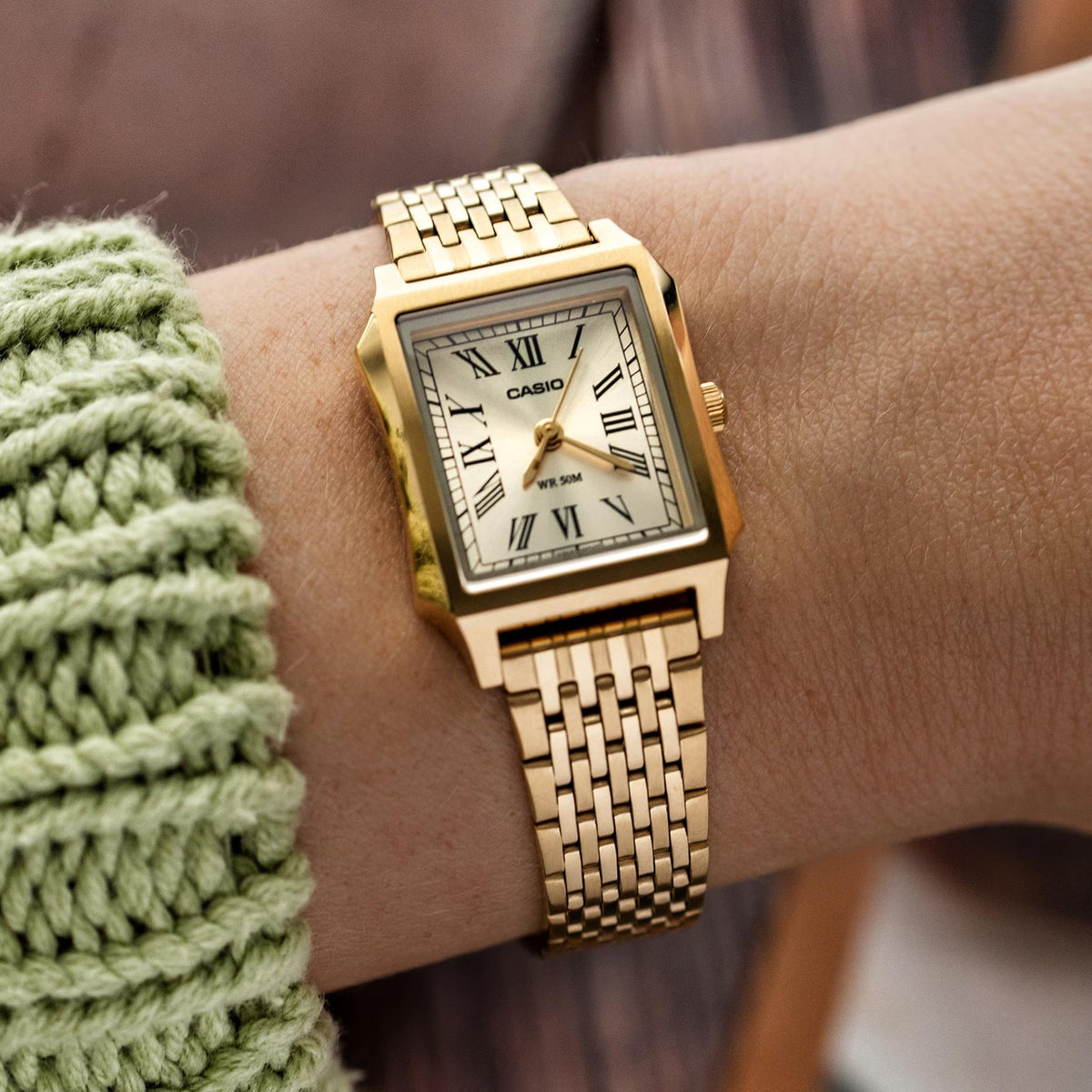 Casio Timeless 23.5mm Gold Dial Steel Ladies Quartz Watch LTP-B190G-9BVER