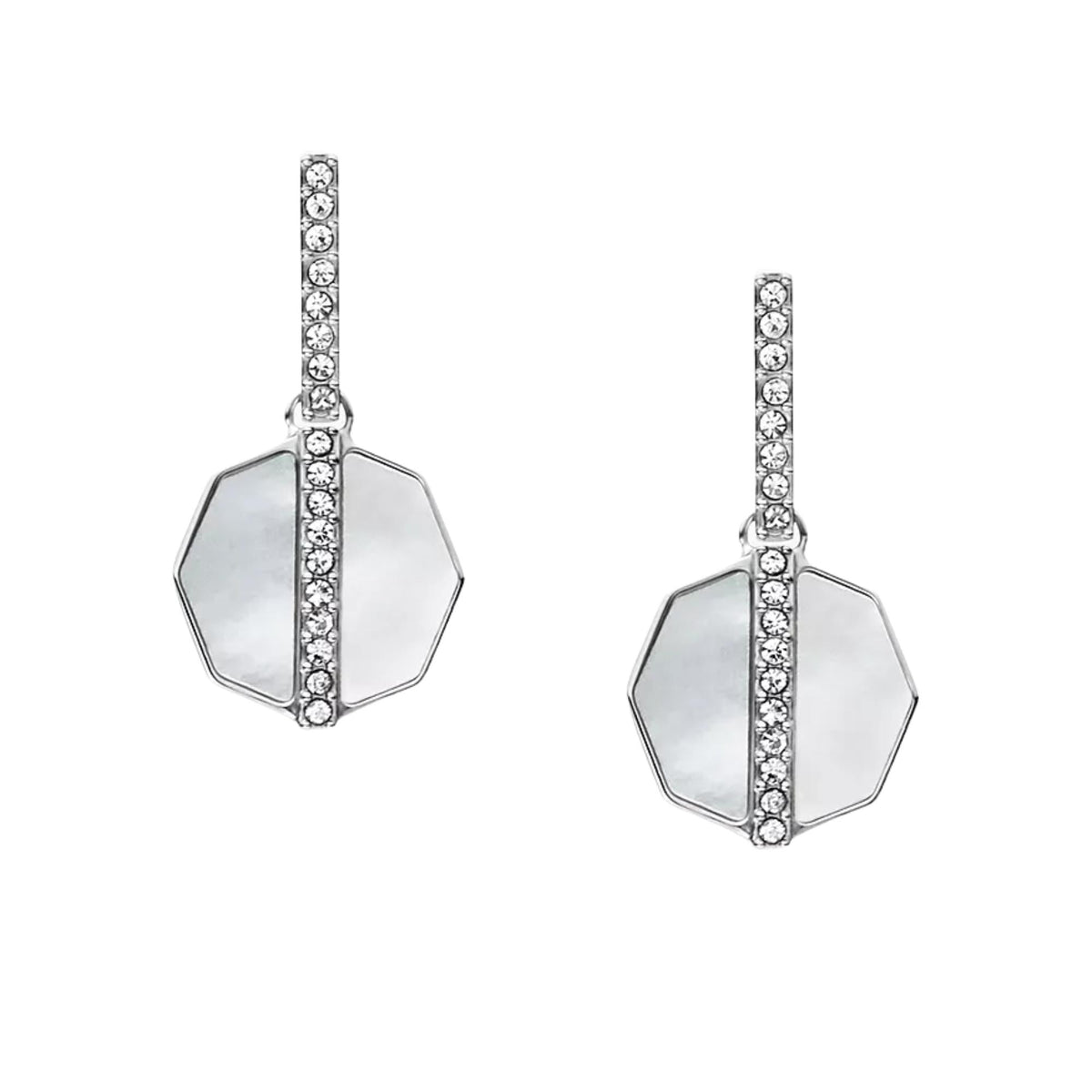 Fossil Merrit Timeless Mother of Pearl Steel Ladies Earrings JF04911040