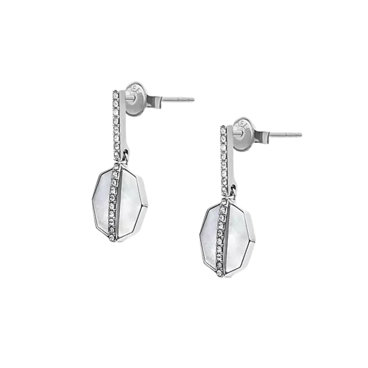 Fossil Merrit Timeless Mother of Pearl Steel Ladies Earrings JF04911040