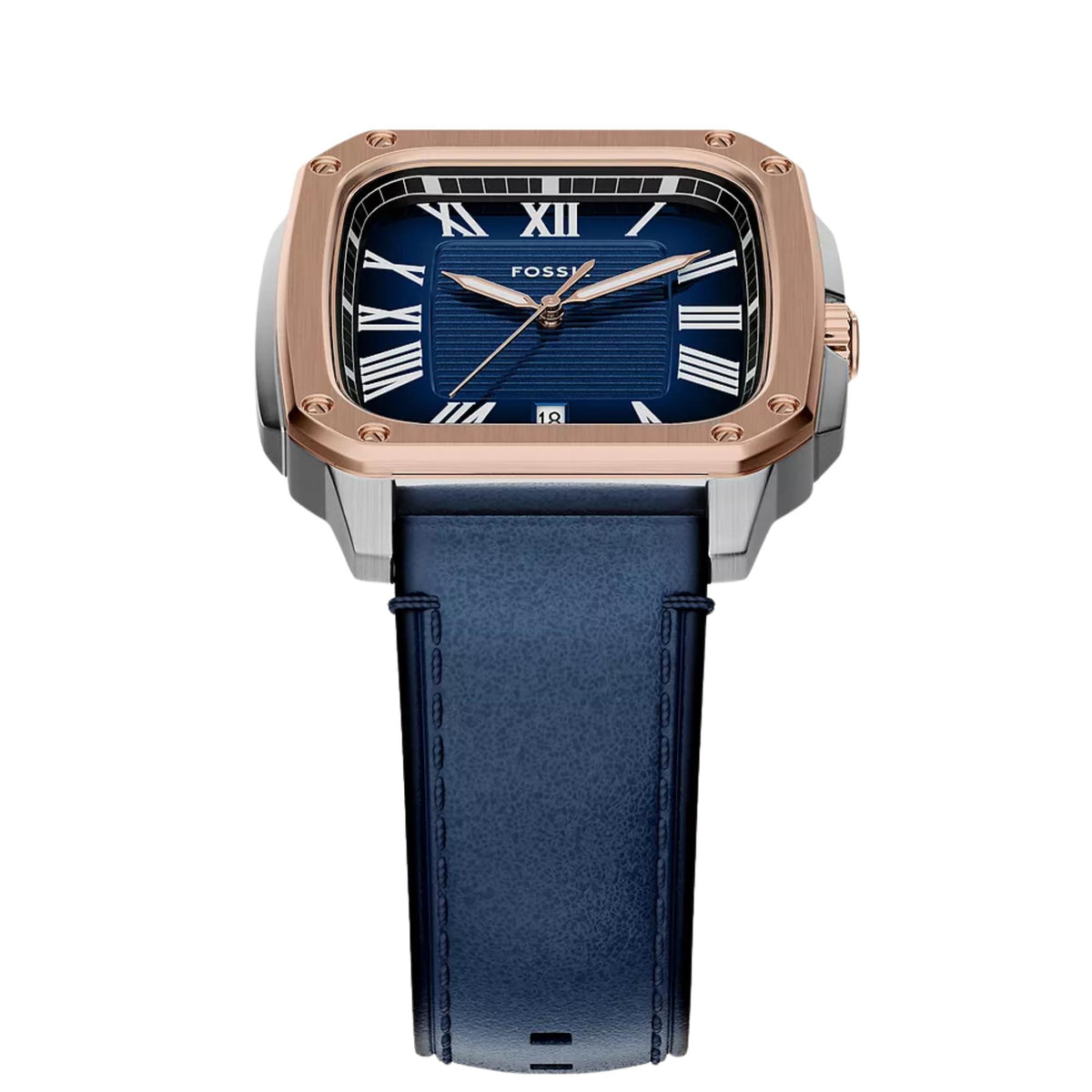 Fossil Crosby 42mm Blue Dial Leather Mens Quartz Watch FS6149