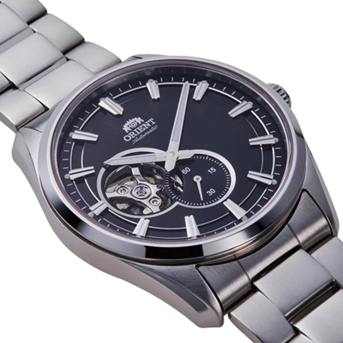 Orient Stretto 'Semi Skeleton' 41mm Black Dial Steel Mens Automatic Watch RA-AR0002B30B