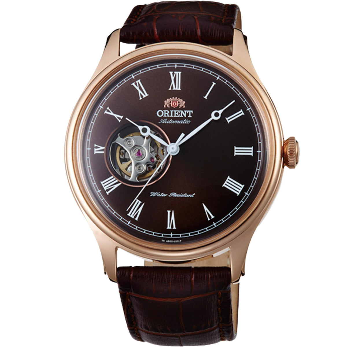 Orient Open Heart 43mm Brown Dial Leather Mens Automatic Watch TAG00001T0