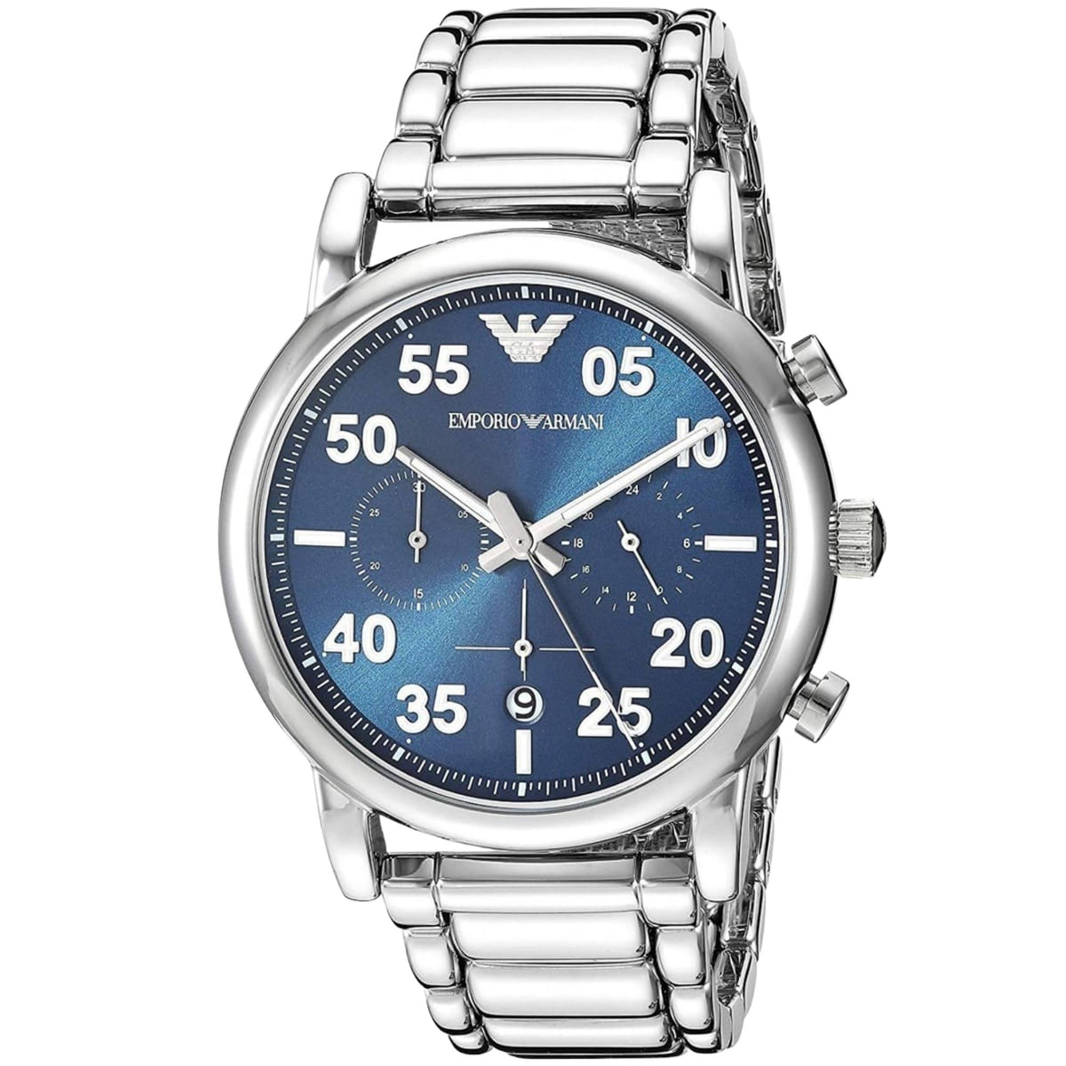 Emporio Armani Luigi 43mm Chronograph Blue Dial Steel Mens Quartz Watch AR11132