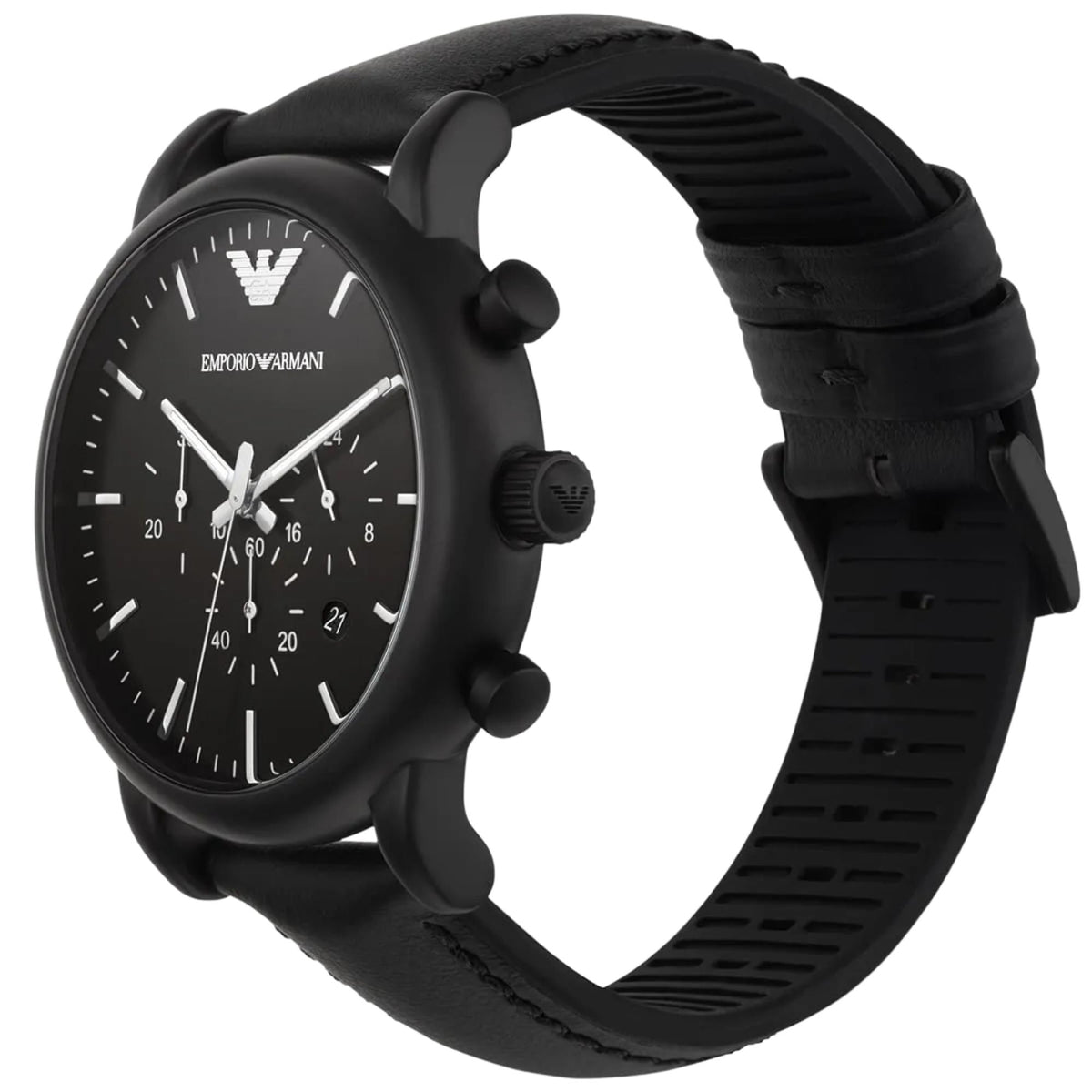 Emporio Armani Luigi 46mm Chronograph Black Dial Leather Mens Quartz Watch AR1970
