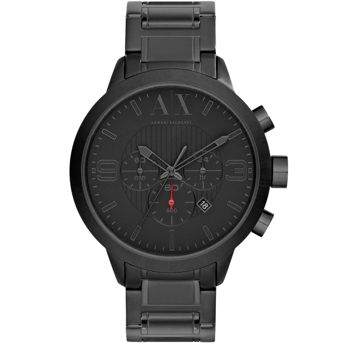 Armani Exchange ATLC 49mm Chronograph Black Dial Steel Mens Quartz Watch AX1277