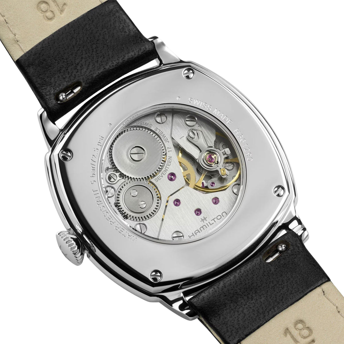 Hamilton American Classic Cushion 34mm Black Dial Leather Mens Manual-Wind Watch H36129730