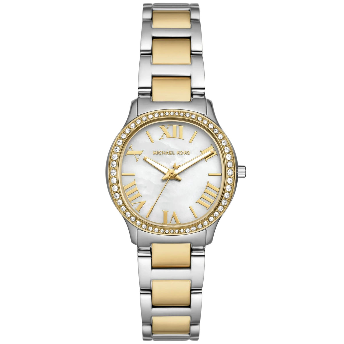 Michael Kors Mini Sage Pavé 31mm Mother of Pearl Dial Steel Ladies Quartz Watch MK4910