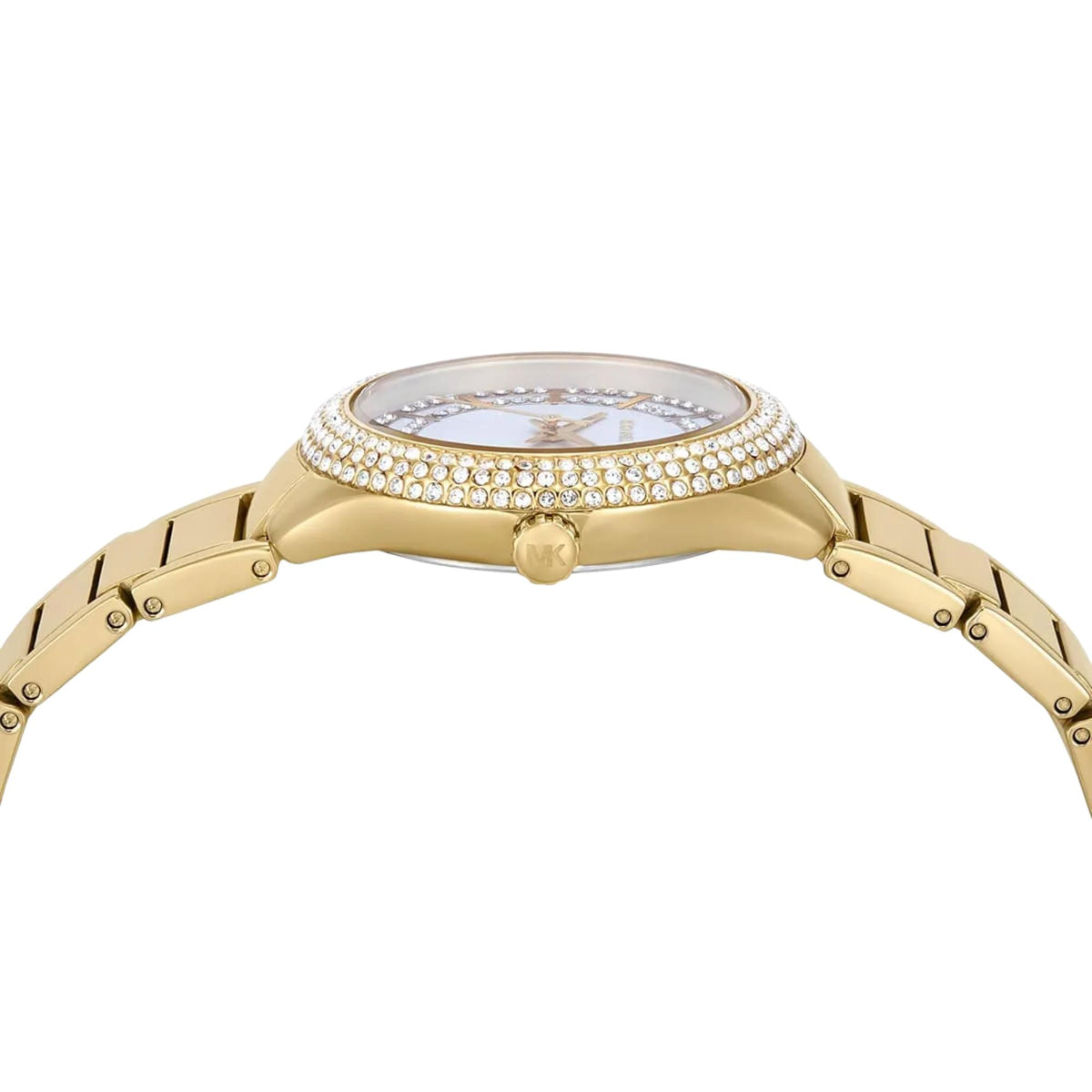 Michael Kors Mini Sylvia Pavé 33mm Silver Dial Yellow Gold-Tone Steel Ladies Quartz Watch MK4941