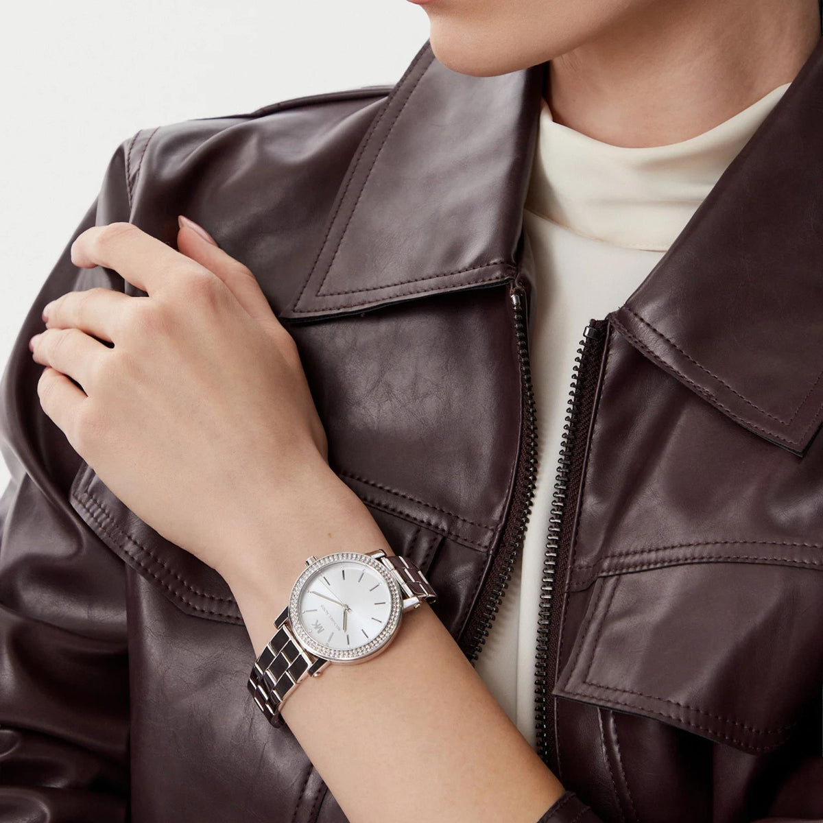 Michael Kors Corey 38mm Silver Dial Steel Ladies Quartz Watch MK7549