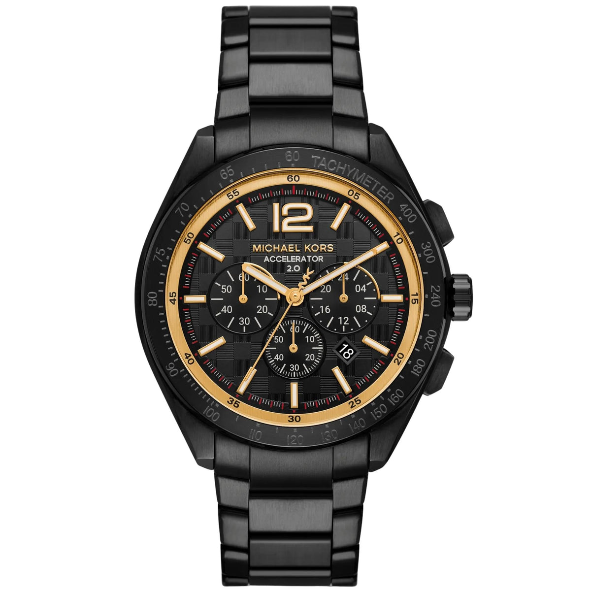 Michael Kors Accelerator 2.0 44mm Chronograph Black Dial Steel Mens Quartz Watch MK9179