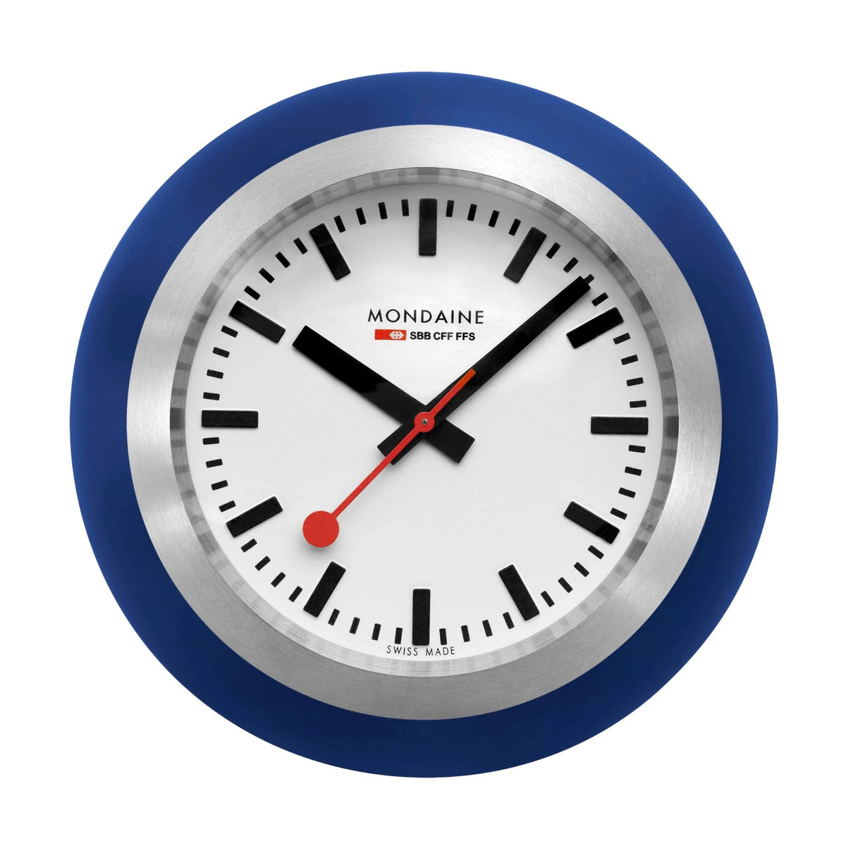 Mondaine Globe 6cm White Face Blue Case Quartz Table Clock A660.30335.16SBD