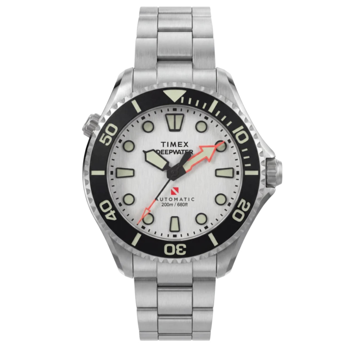 Timex Deepwater Meridian 44mm White Dial Steel Mens Automatic Watch TW3A01600