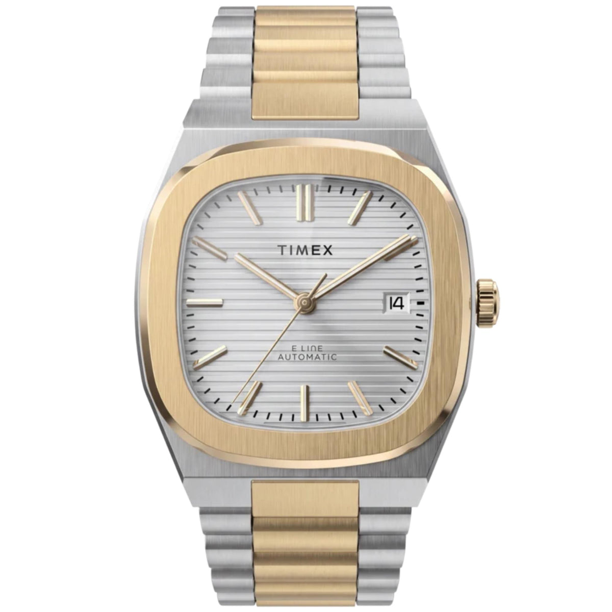 Timex E Line 38mm Silver Dial Two-Tone Steel Mens Automatic Watch TW6A00600