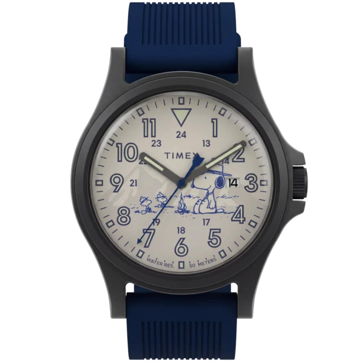 Timex Peanuts x Expedition Acadia 40mm Cream Dial Silicone Mens Quartz Watch TW2Y84700