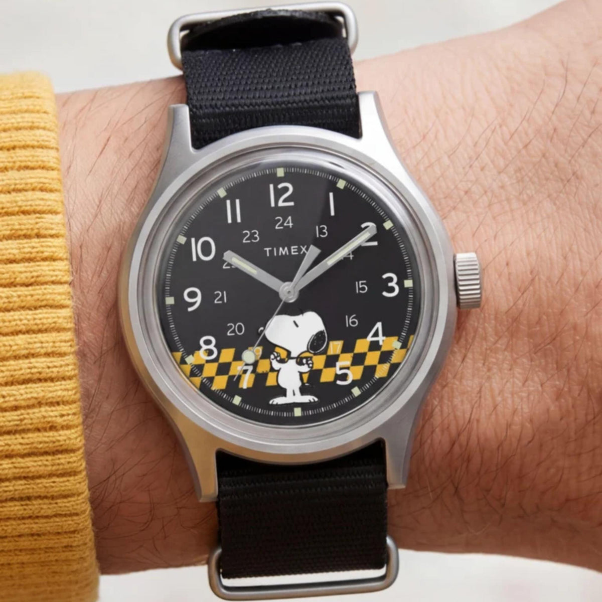 Timex Peanuts x MK1 36mm Black Dial Textile Mens Quartz Watch TW2Y85400
