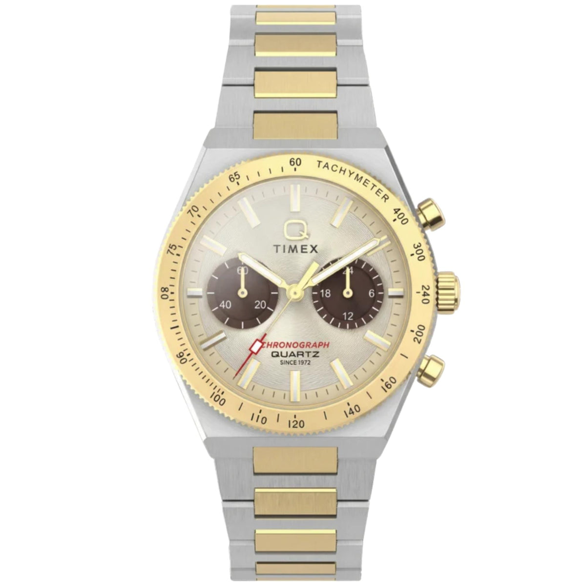 Timex Q Timex Continental 36mm Chronograph Gold Dial Two-Tone Steel Quartz Watch TW2Y92300