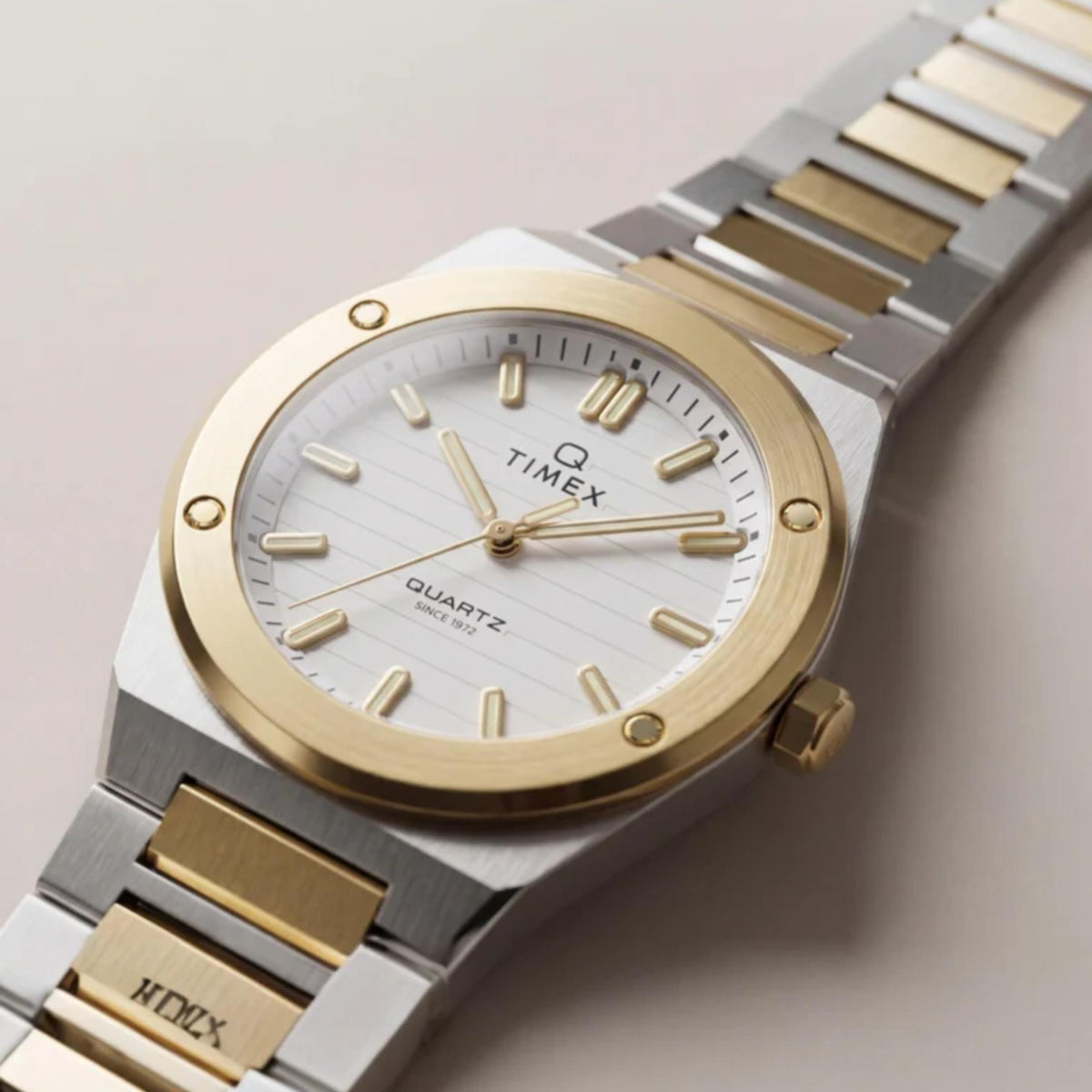 Timex Q Timex Marbella 34mm Silver Dial Two-Tone Steel Ladies Quartz Watch TW2Y81900