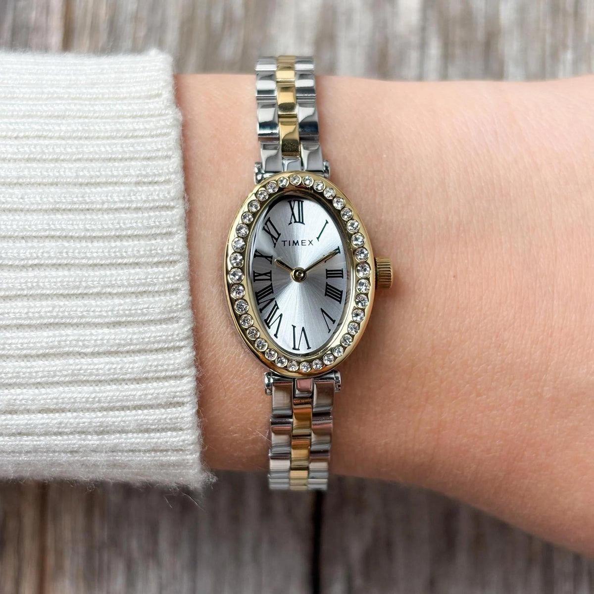 Timex Trend Cavatina 19mm Silver Dial Two-Tone Steel Ladies Quartz Watch TW2Y90200