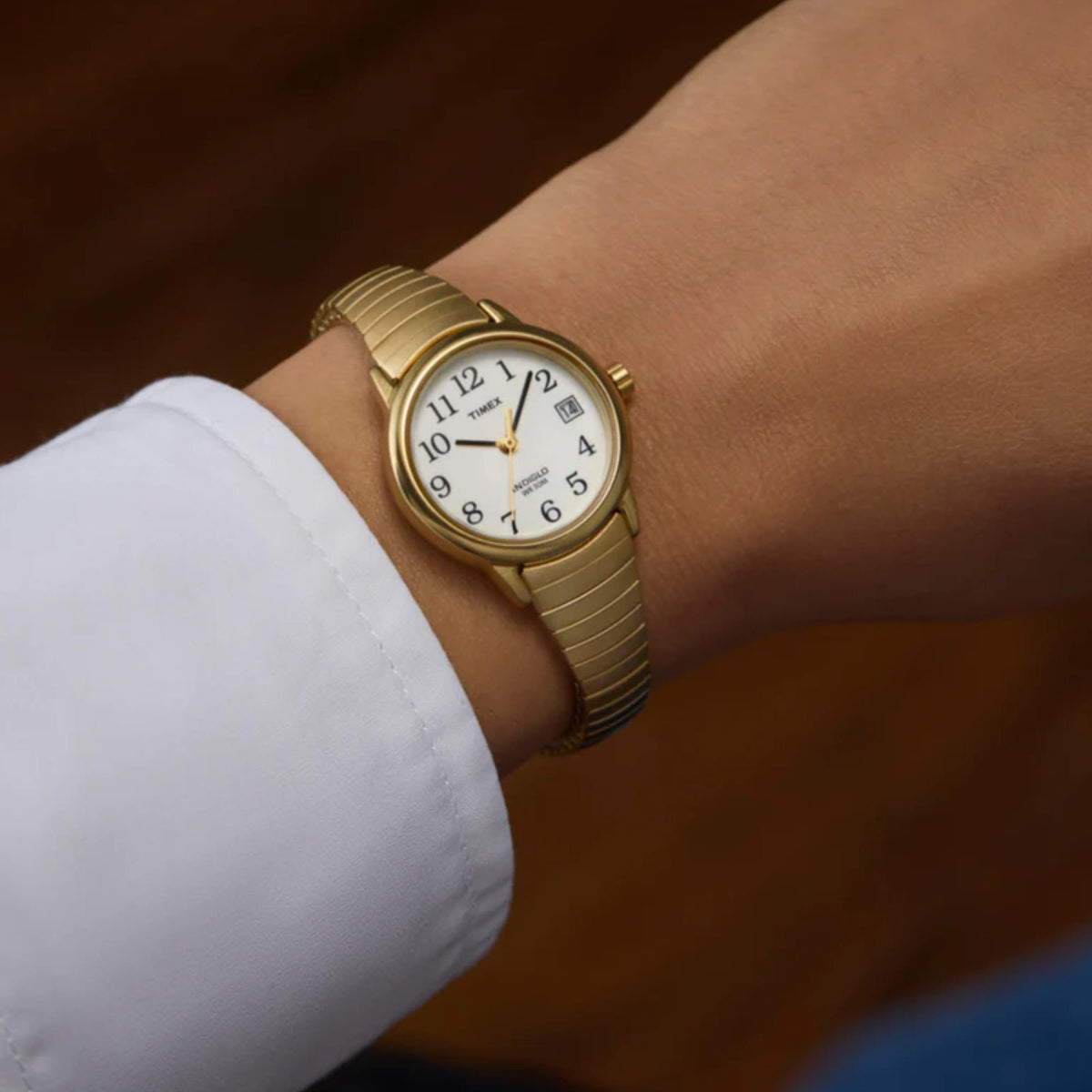 Timex Easy Reader 25mm White Dial Yellow Gold-Tone Steel Ladies Quartz Watch T2H351