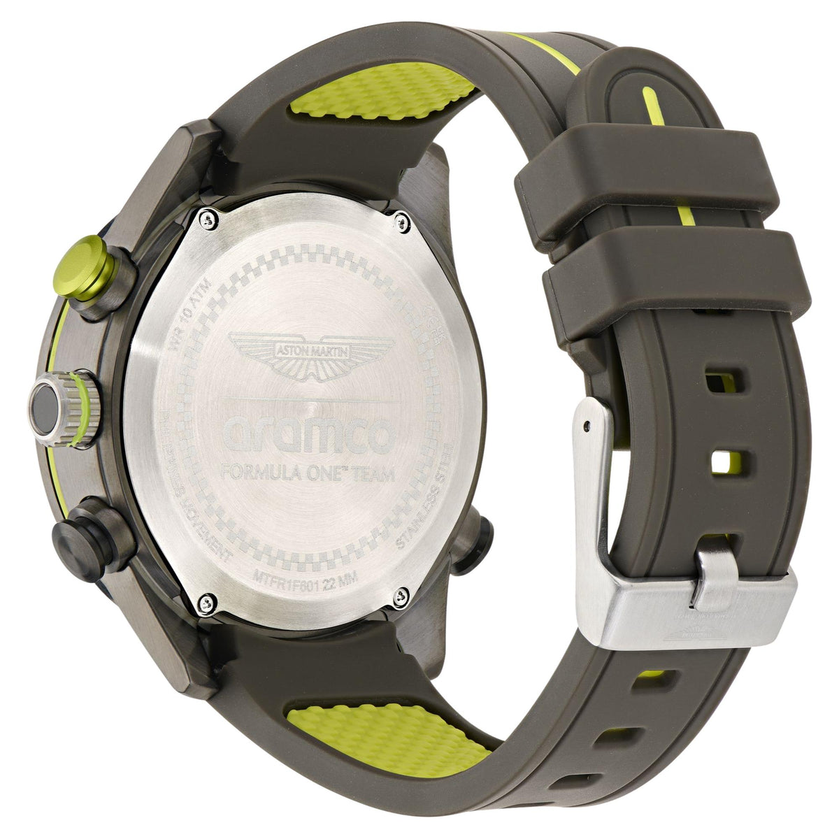Aston Martin Aramco Formula One Team KRS 44mm Multifunction Grey Dial Silicone Mens Quartz Watch MTFR1F601