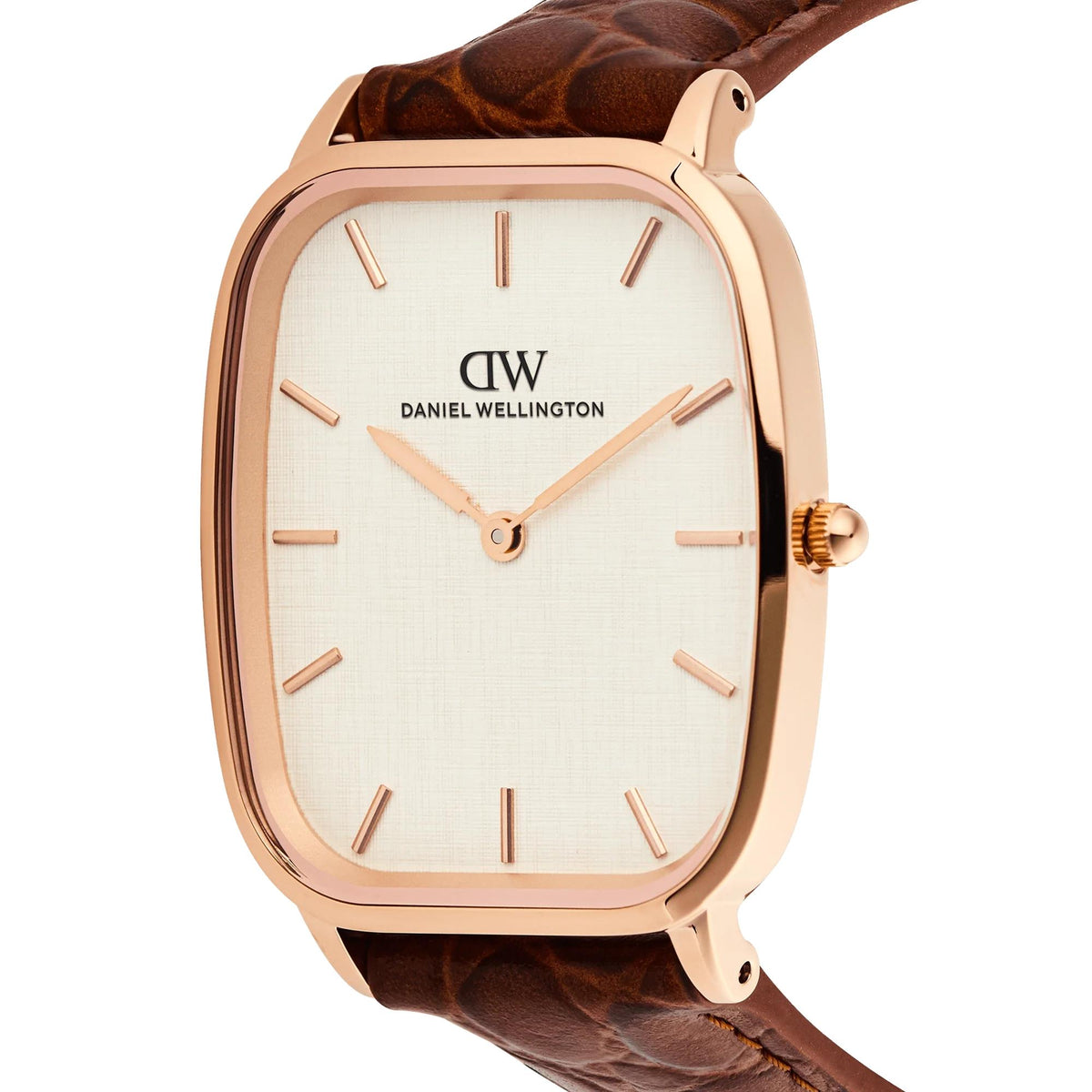 Daniel Wellington Marlon 32mm Rose Gold Dial Rose Gold-Tone Steel Leather Ladies Quartz Watch DW00100955