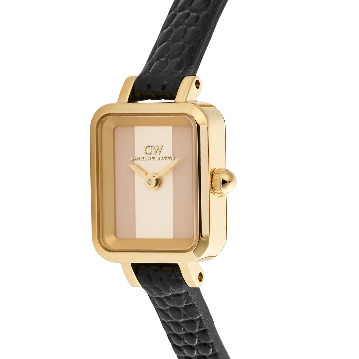 Daniel Wellington Quadro 15.4mm Two-Tone Dial Yellow Gold-Tone Steel Leather Ladies Quartz Watch DW00100957